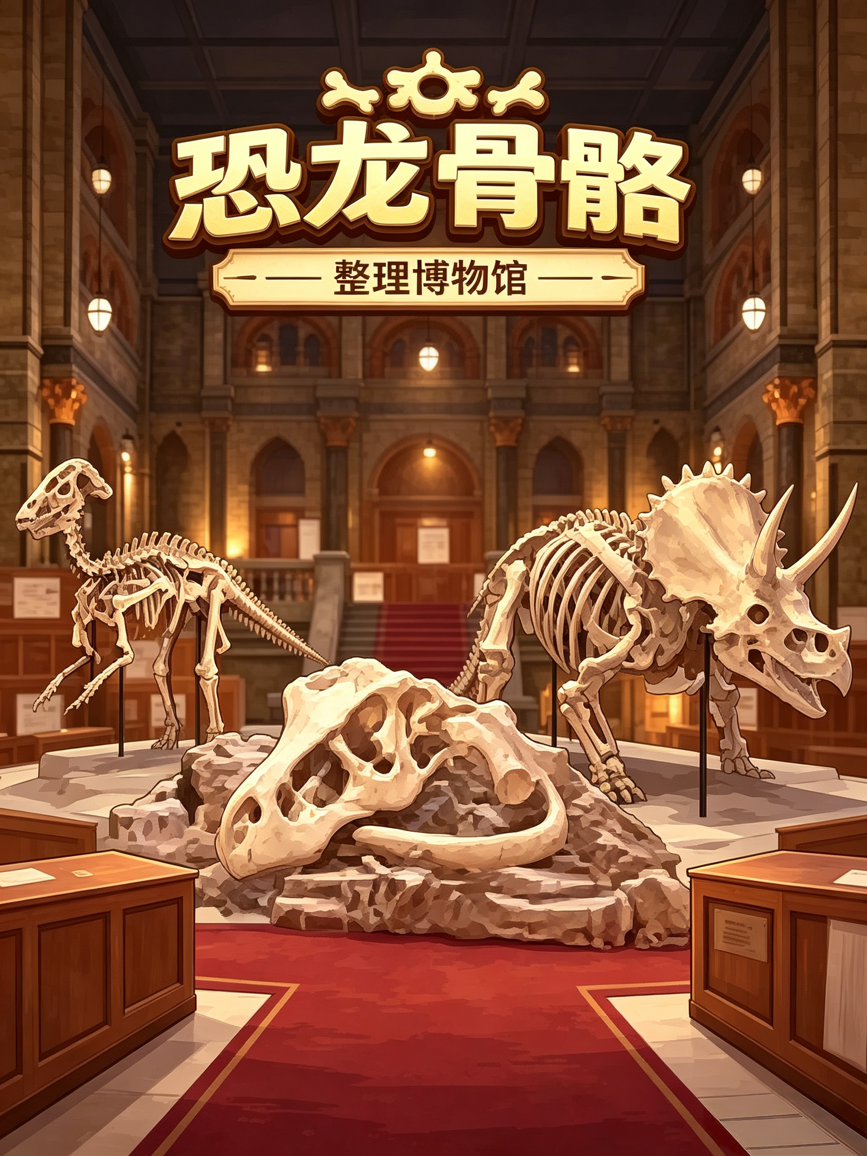 恐龙骨骼:整理博物馆